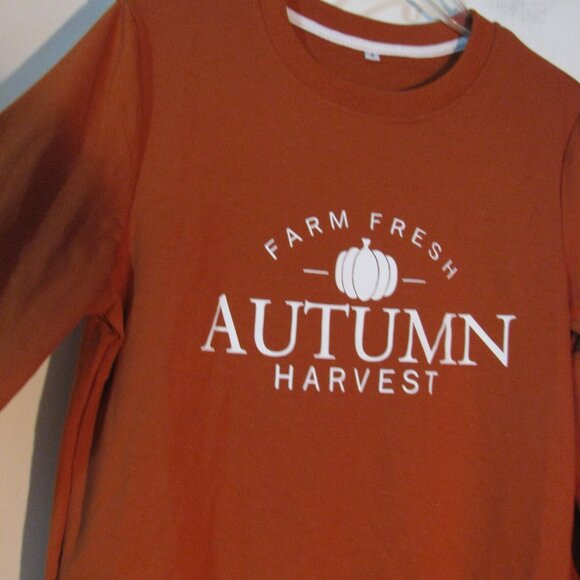 * Farm Fresh Autumn Harvest Sweatshirt Small New NWOT Pumpkin Spice Orange - Picture 3 of 3